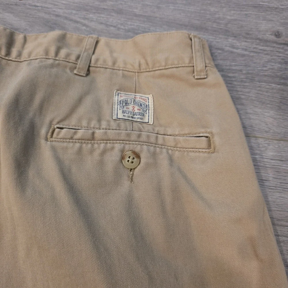 Vtg Polo Ralph Lauren Khaki Chino Pants Mens 35x32 Dark Tan Preppy Classic 90s